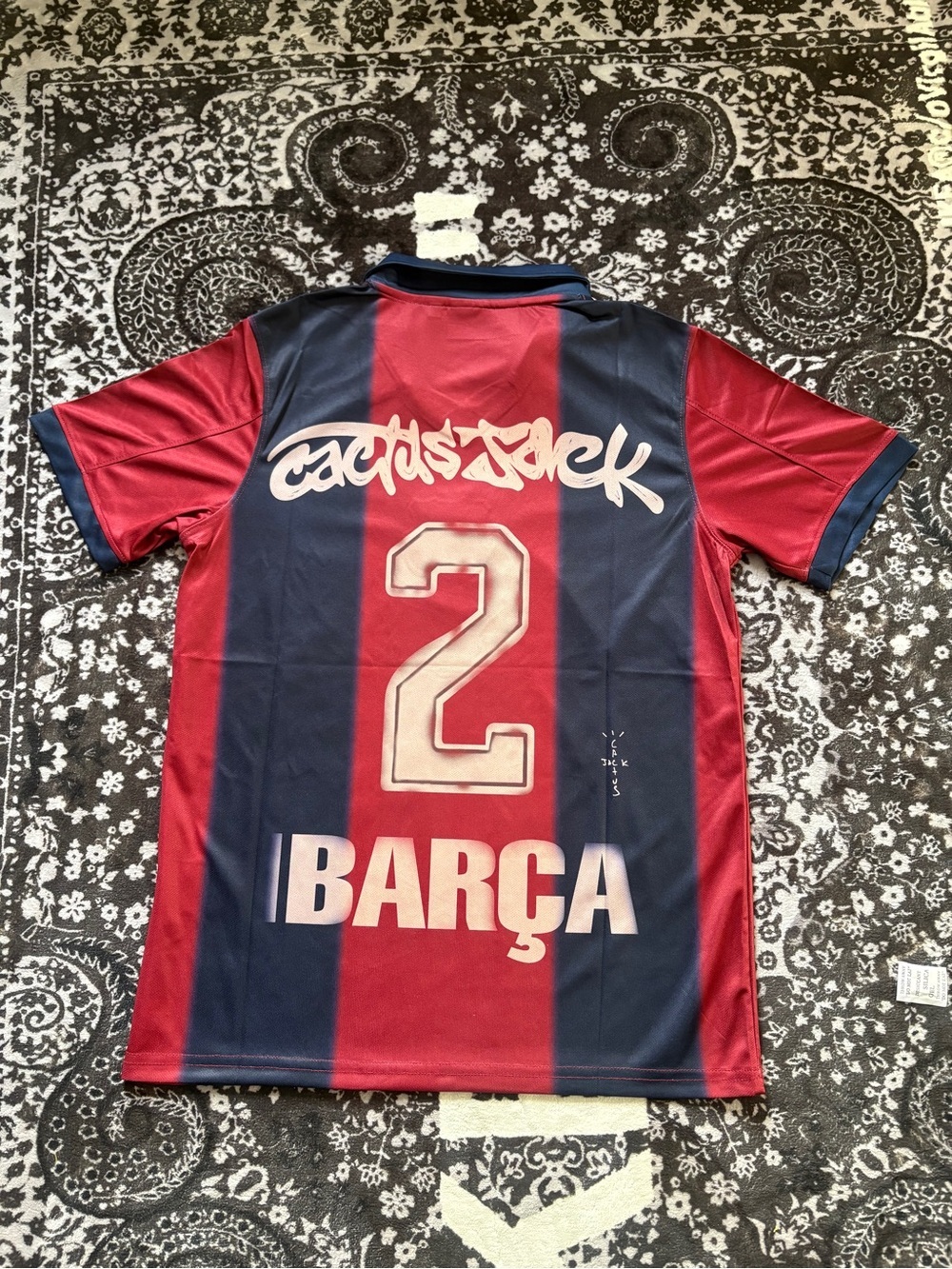 Nike Cactus Jack FC Barcelona Red & Blue Jersey Size small - Picture 2 of 3